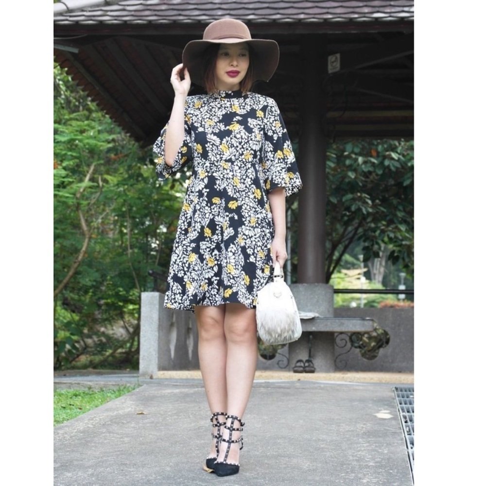 Zara Mock neck floral print mini dress size M - Picture 3 of 8